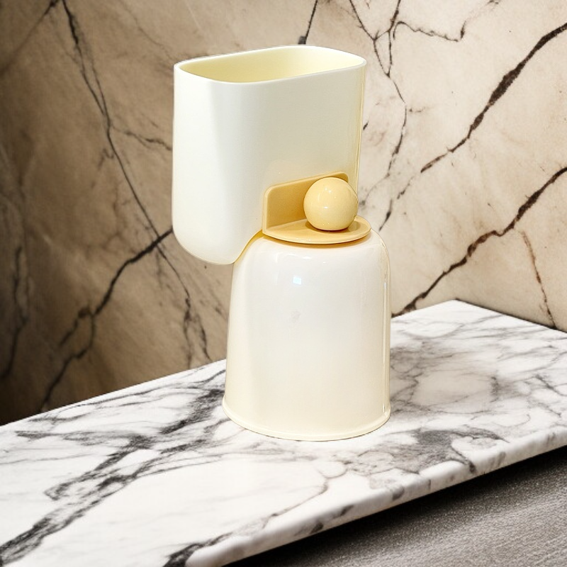 Space-saving wall mounted toothbrush cup storage solution