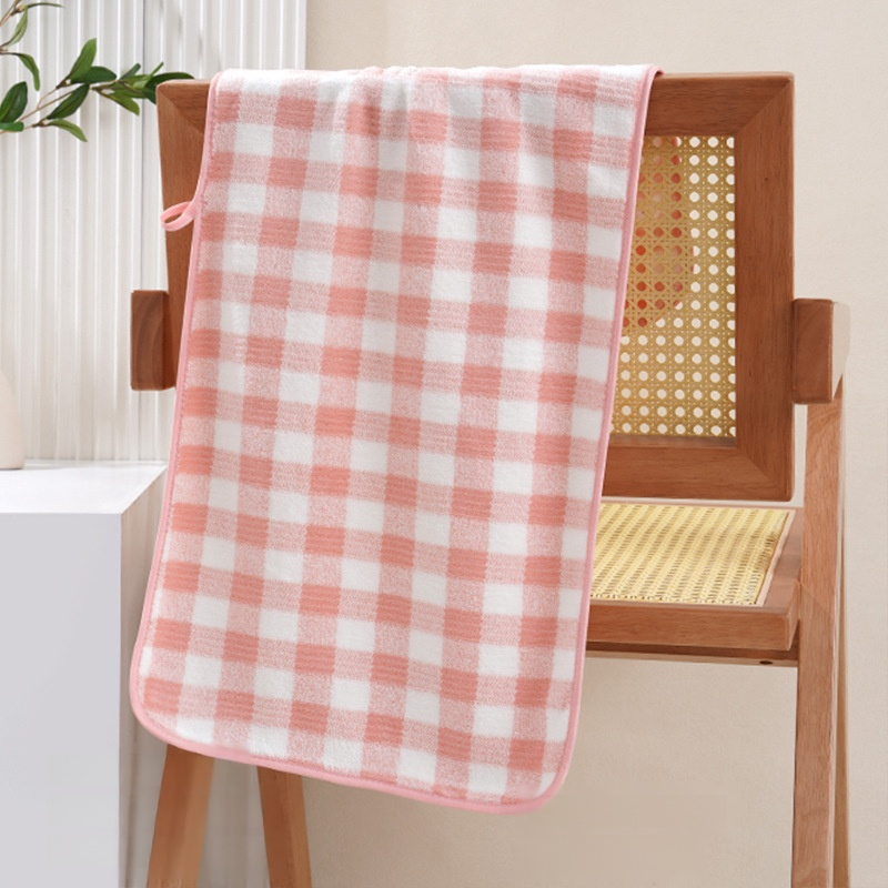 Coral fleece thick checkered towel