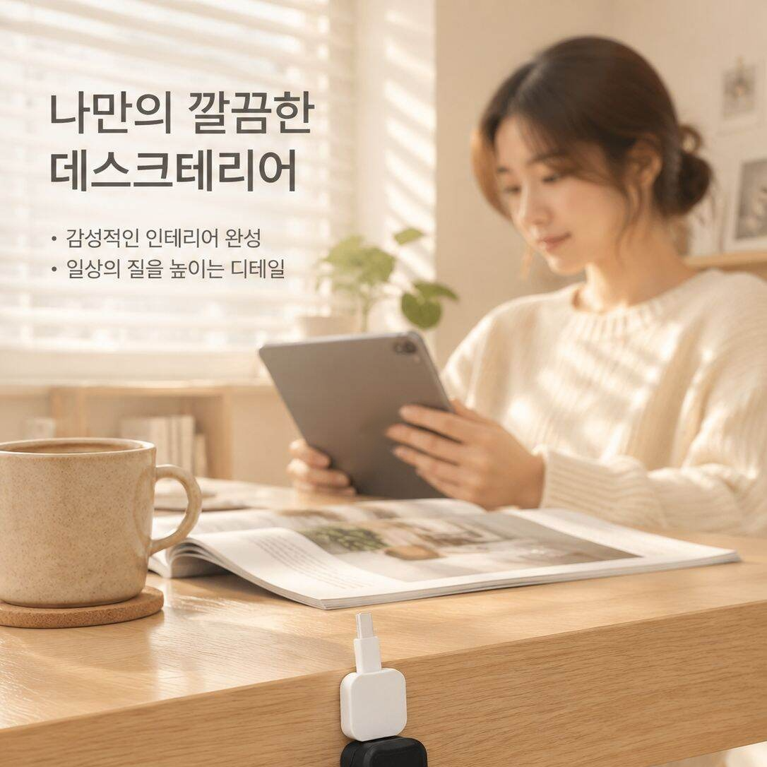 데스크탑 자석식 데이터 케이블 정리 클립 고정 집게