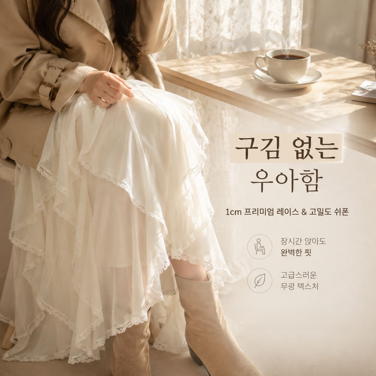  우아한 레이스 프릴 스커트