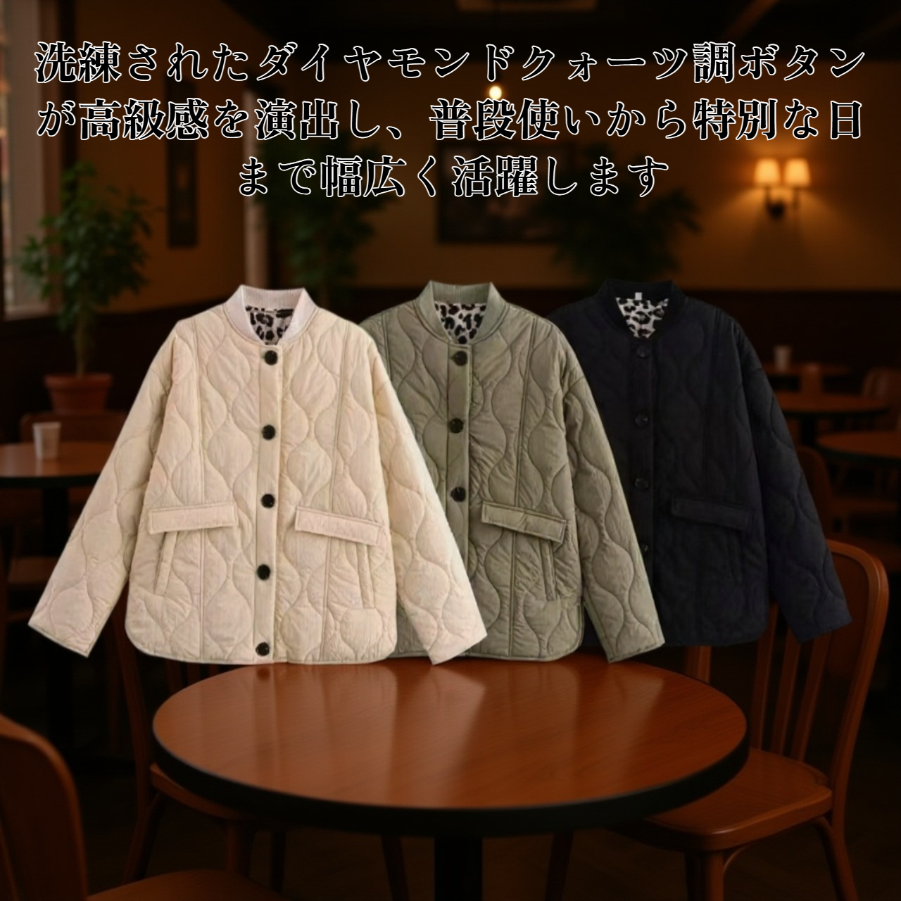 ダイヤモンドクォーツボタンポケットジャケット