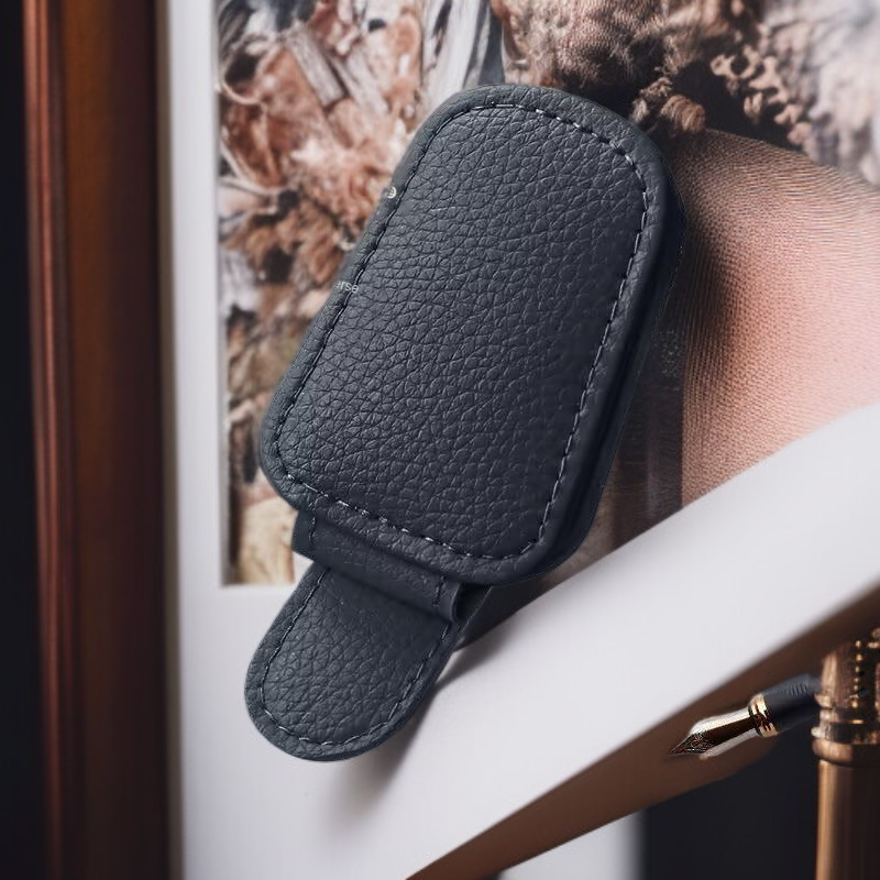  다기능 차량 선글라스 클립 가죽 선바이저 안경 보관함