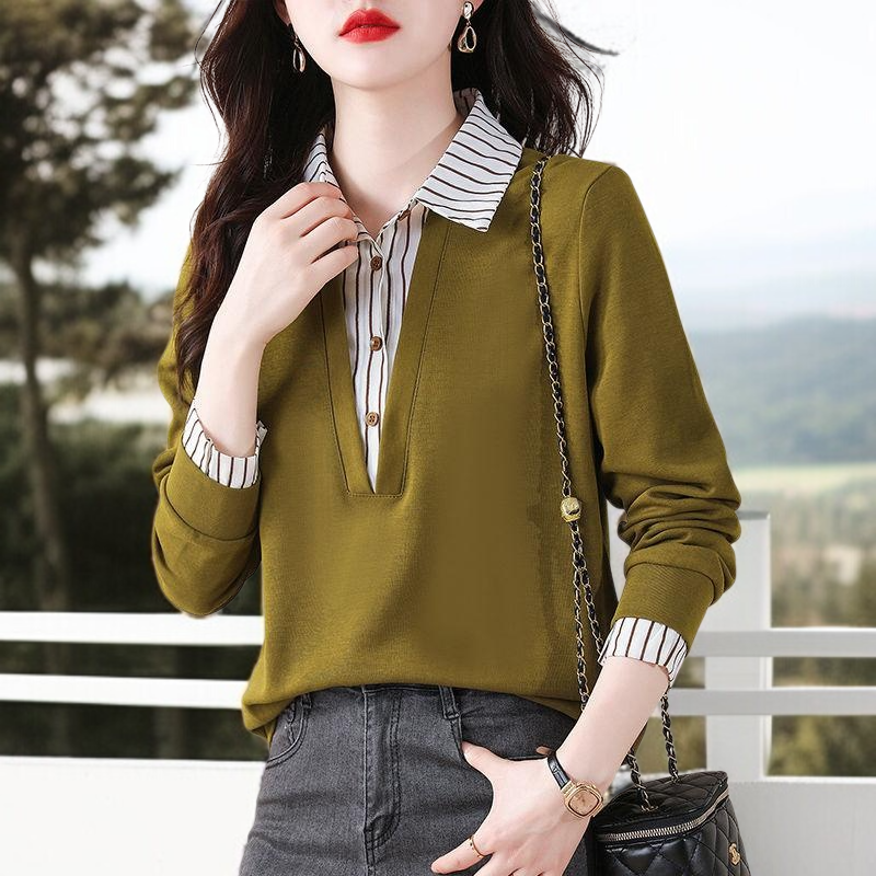 가짜 투피스 셔츠 여 긴팔 맨투맨 봄가을 신상 스타일리쉬 니트 상의 이너