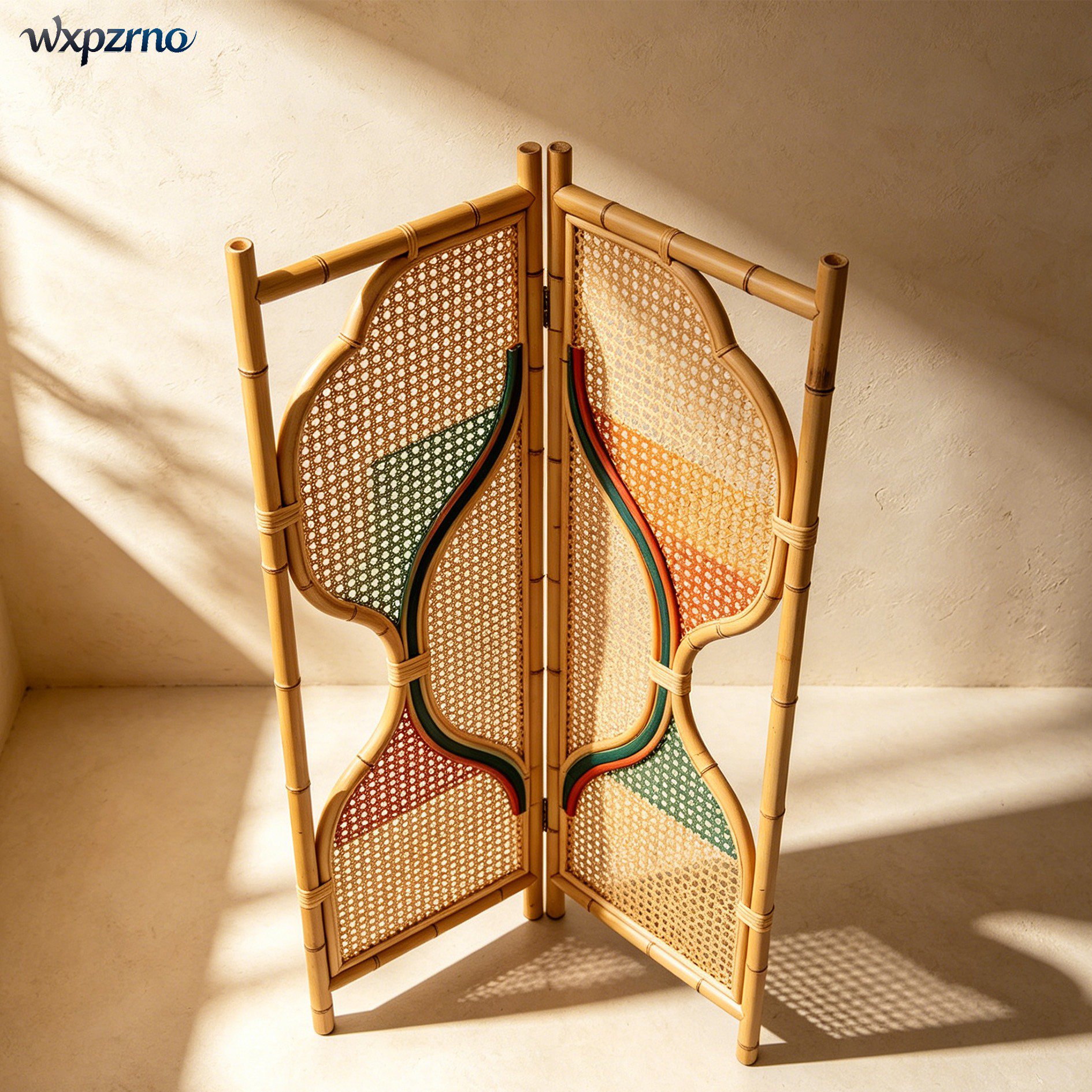 Two-panel rattan screen