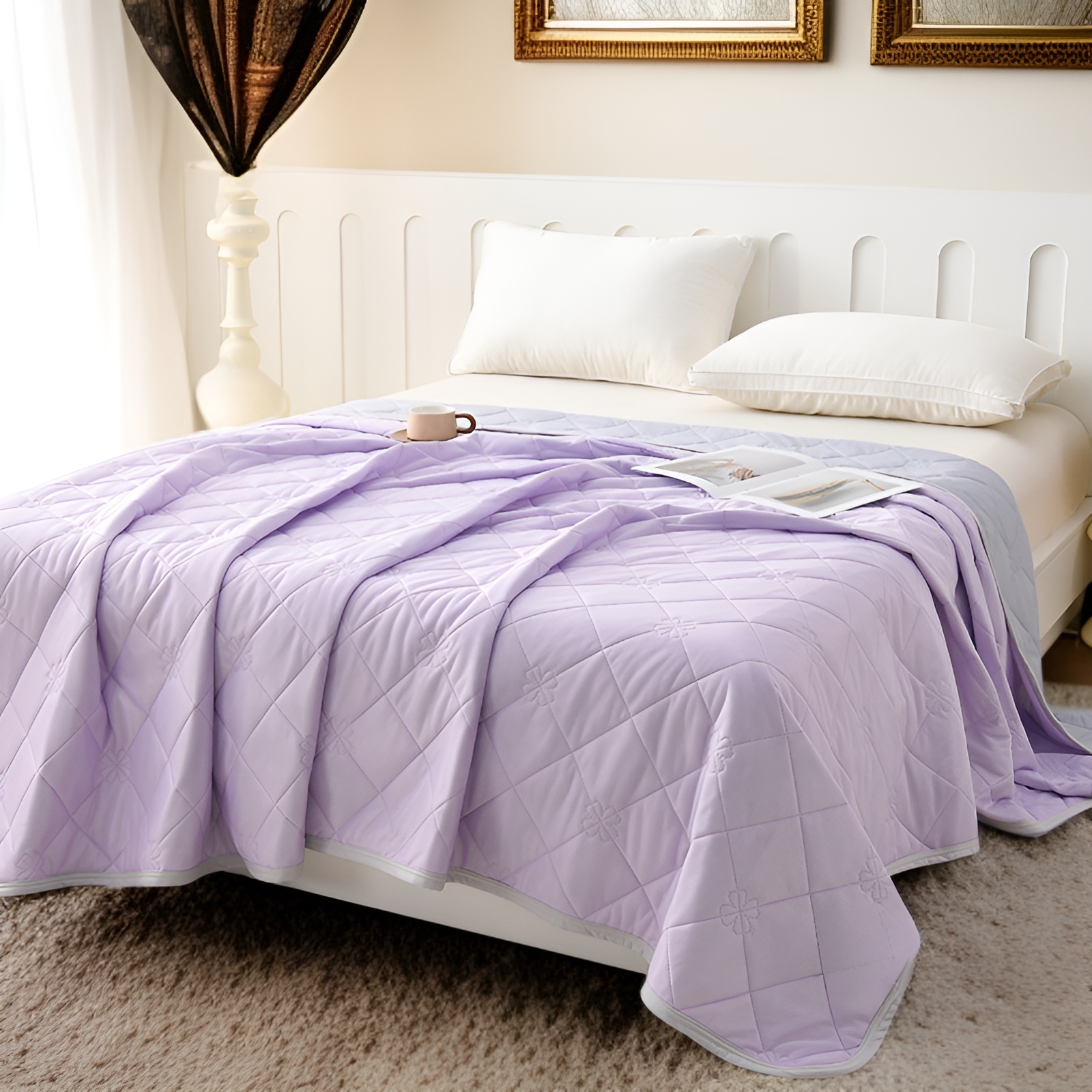 純色菱格春秋薄掛け布団