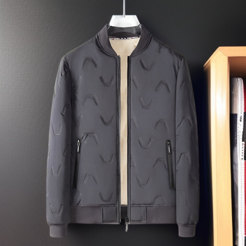 Abrigo de hombre de lana de cordero tipo béisbol para mediana edad