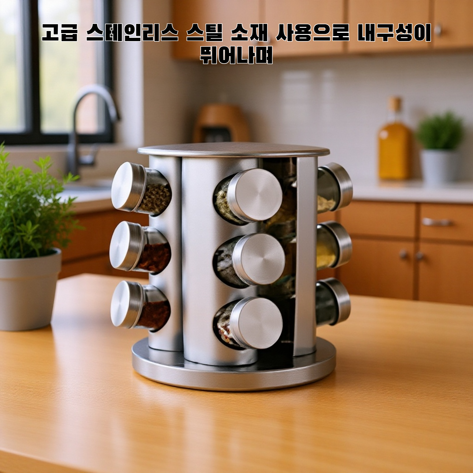 회전 가능한 스테인리스 스틸 양념통 선반