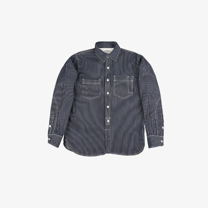 アメリカーナストライプの鉄道シャツ、ハンティングスーツ、ワークウェアの長袖シャツ