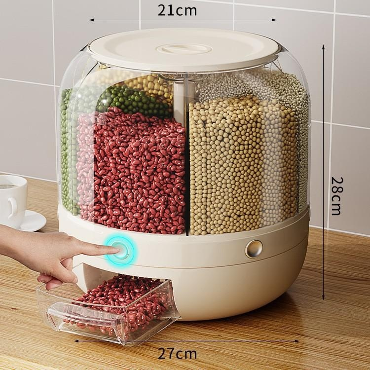 Rotatable Multi-Grain Rice Barrel, Pest-Proof and Sealed Rice Storage Container