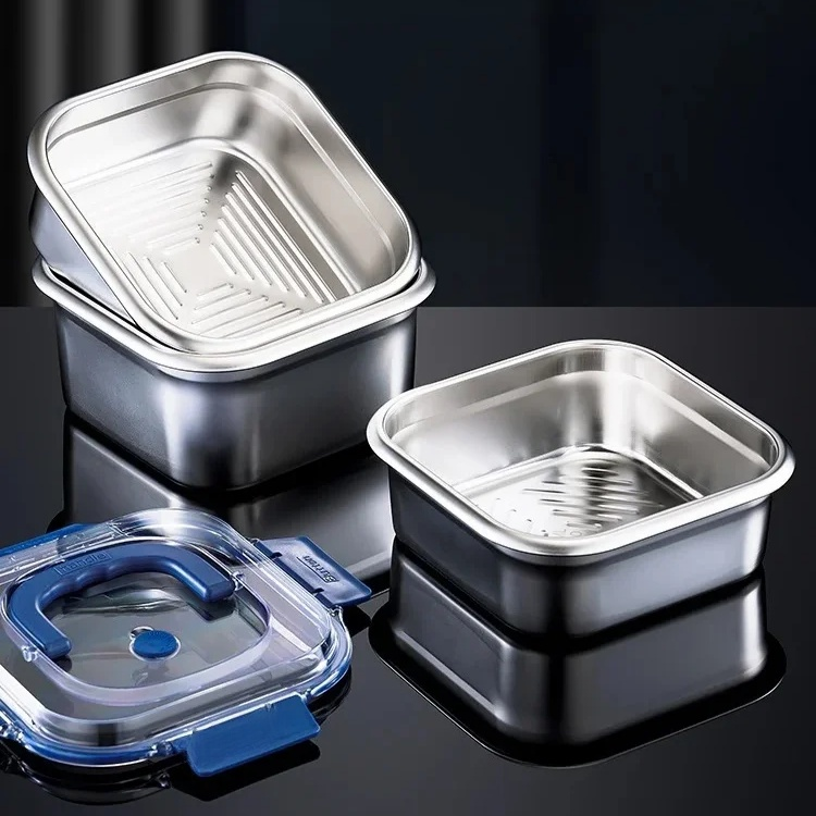 Edelstahl Frischhaltedose mit Tragegriff, luftdicht, für Zuhause