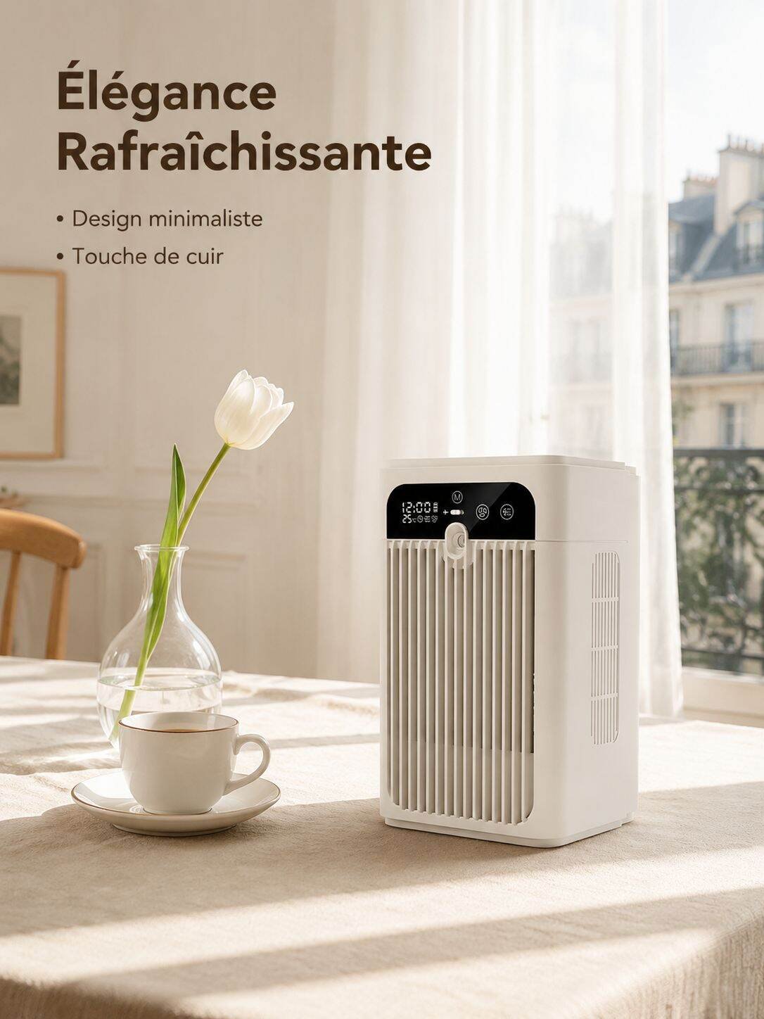 Ventilateur portable silencieux avec brumisateur, rafraîchisseur d'air