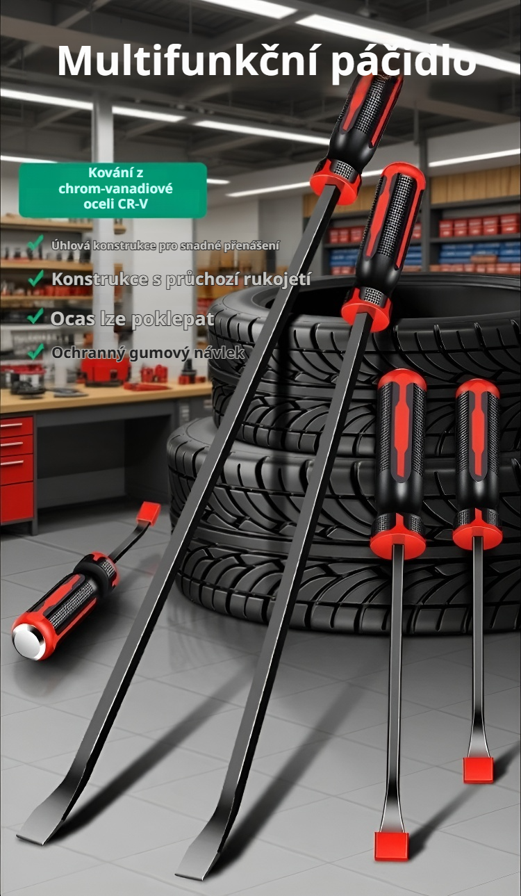 Autoservisní páčidlo pro snadnou demontáž pneumatik