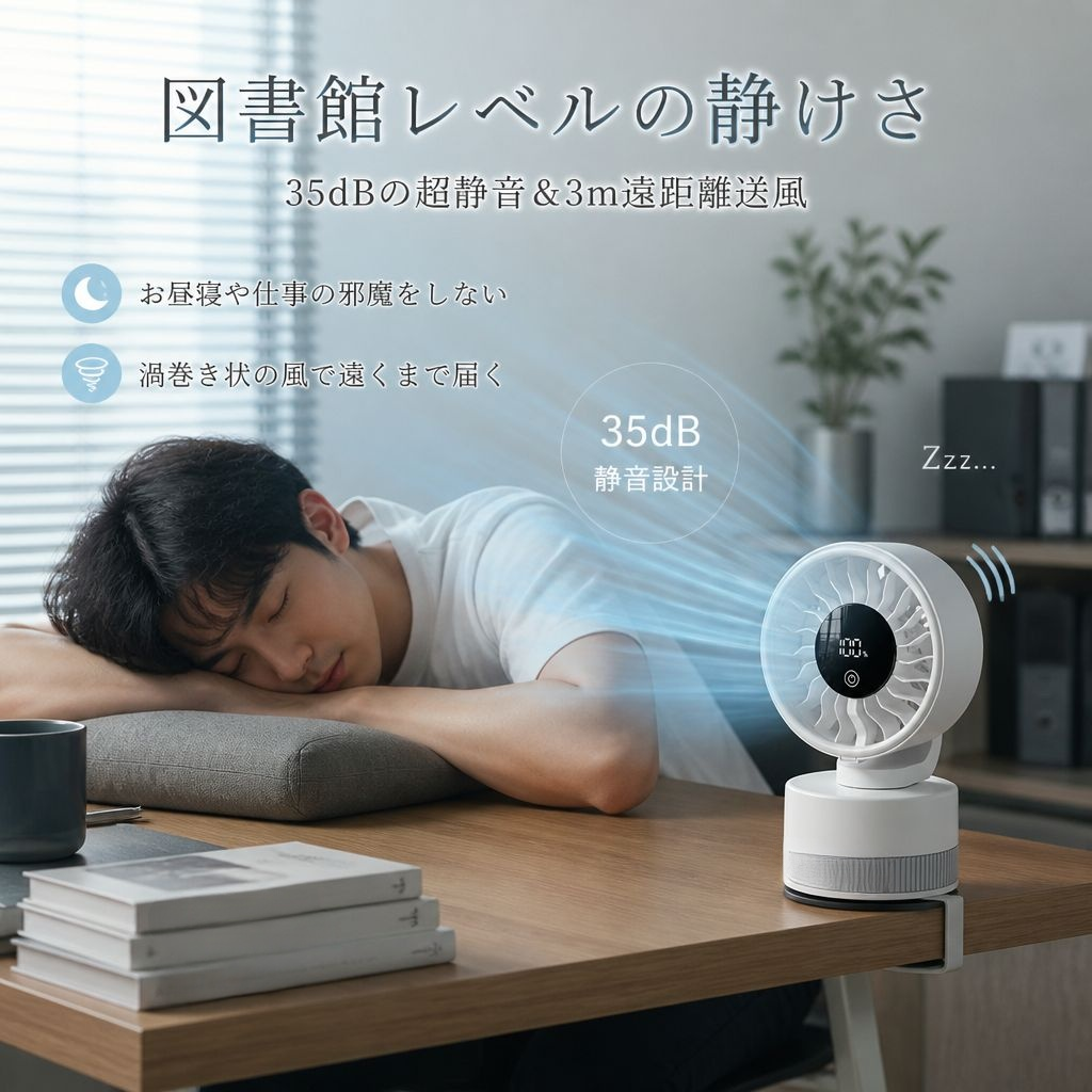 携帯用デスクトップ吸着扇風機