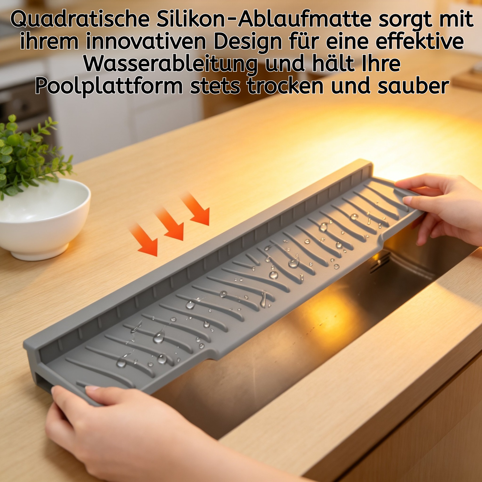 Schmalseitige, quadratische Silikon-Ablaufmatte für Poolplattform