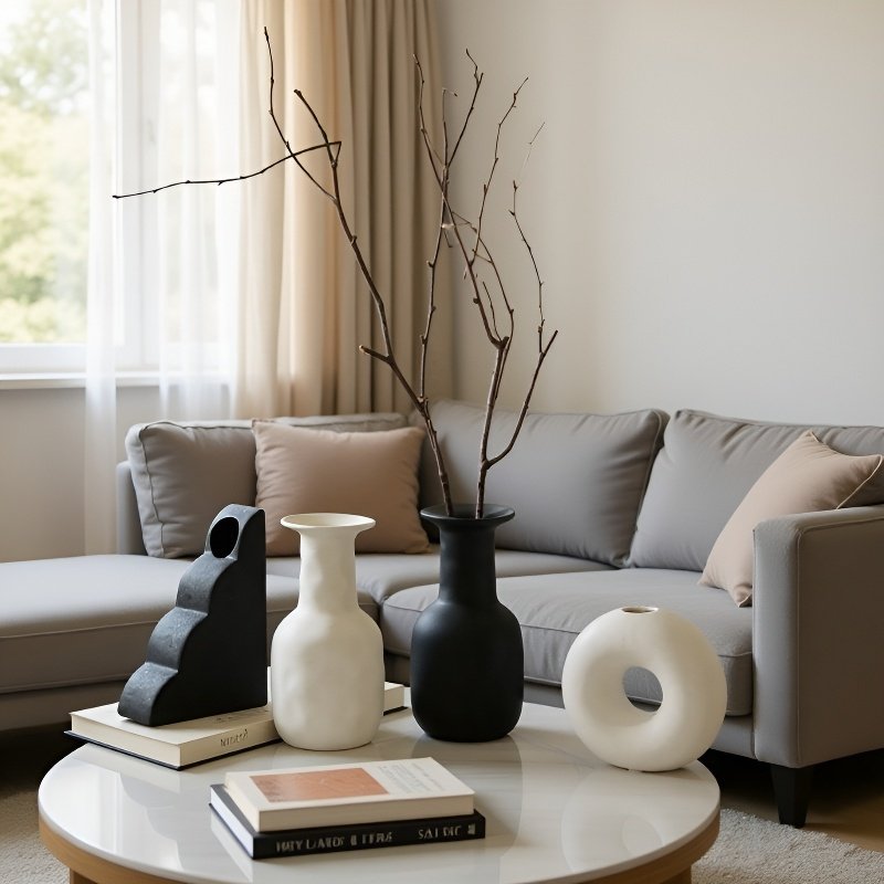 Dekorativní černobílá váza z keramiky