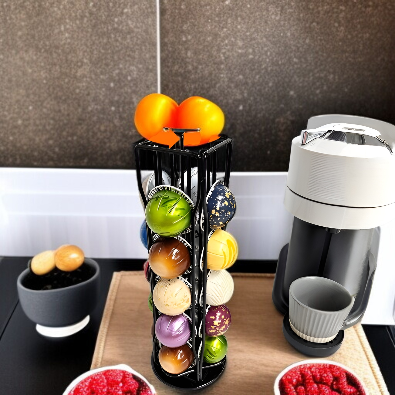 커피 캡슐을 정리한 깔끔한 수납대