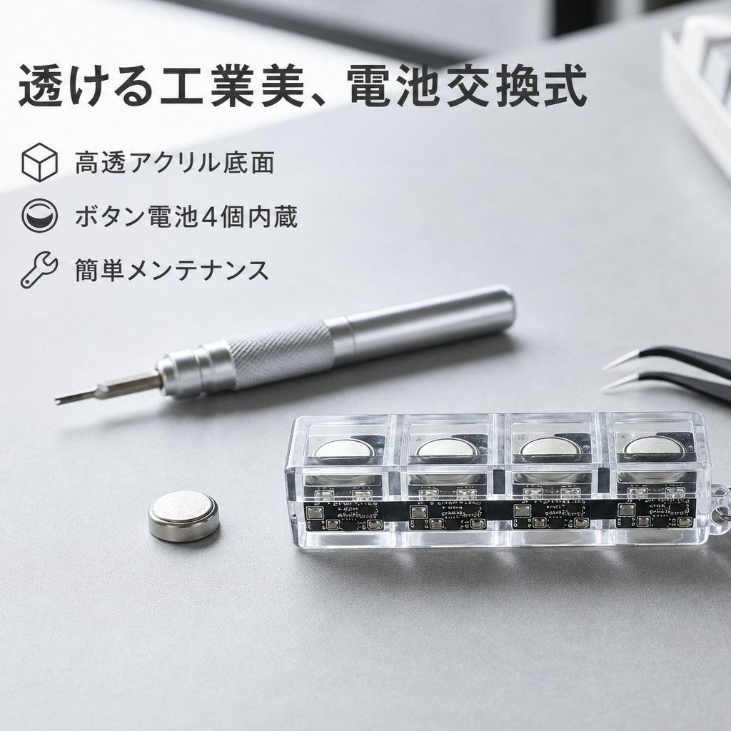 七色に光る4連ボタンストレス解消キーホルダー