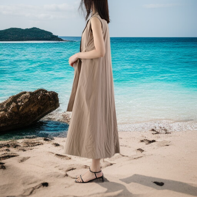 ベルト付きシャツワンピース