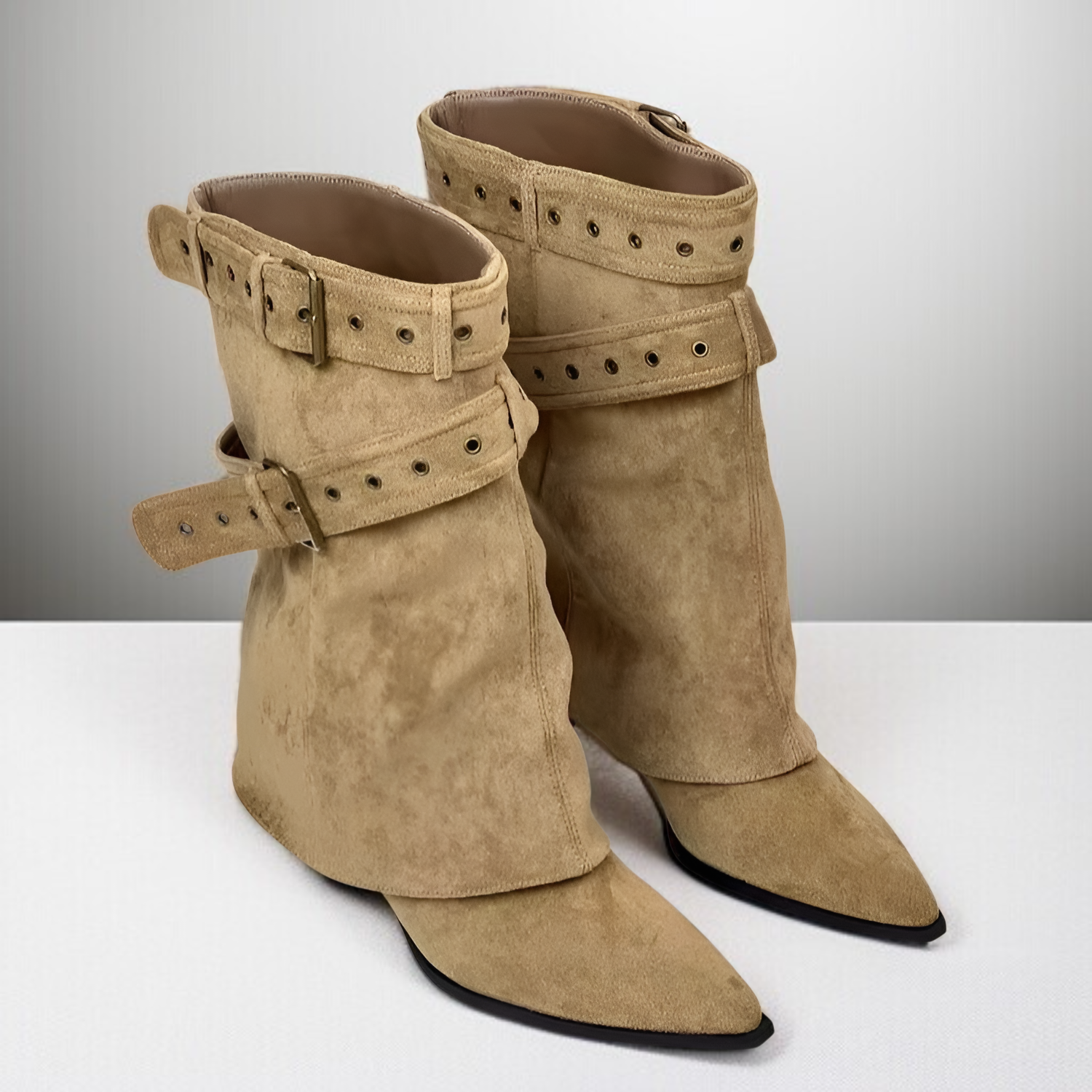 美式辣妹風皮帶扣付き騎士ブーツ女性用短靴