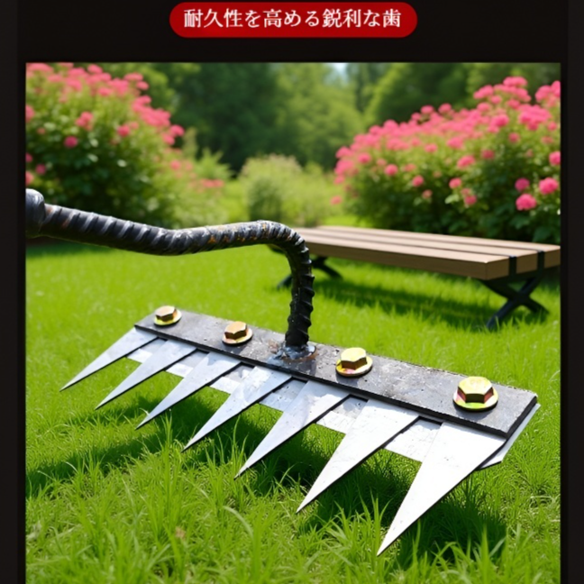 マンガン鋼製多機能除草工具 取り外し可能な厚くなった7本歯の釘かき鍬 農業用除草道具