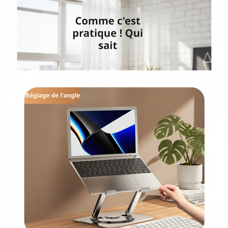 Support d'ordinateur réglable en angle et en hauteur