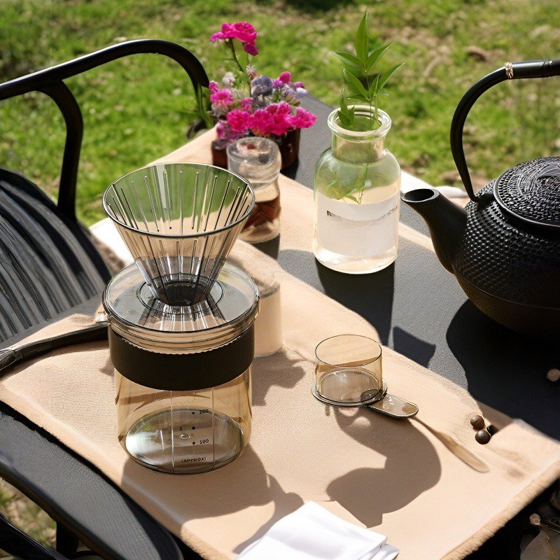 핸드드립 커피잔 트리플 원 커피잔 눈금이  식품 등급 두꺼운 유리 여행 수납 커피잔