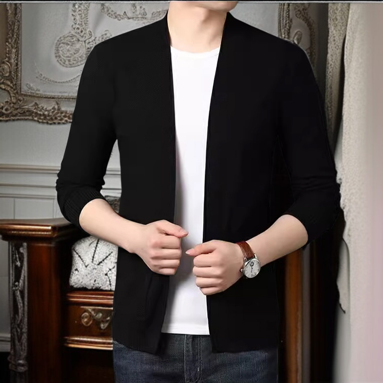 紳士用ソリッドニットコート 新作ウールカーディガン