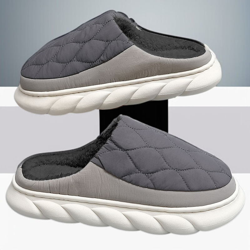 男士室內防滑厚底羽絨拖鞋