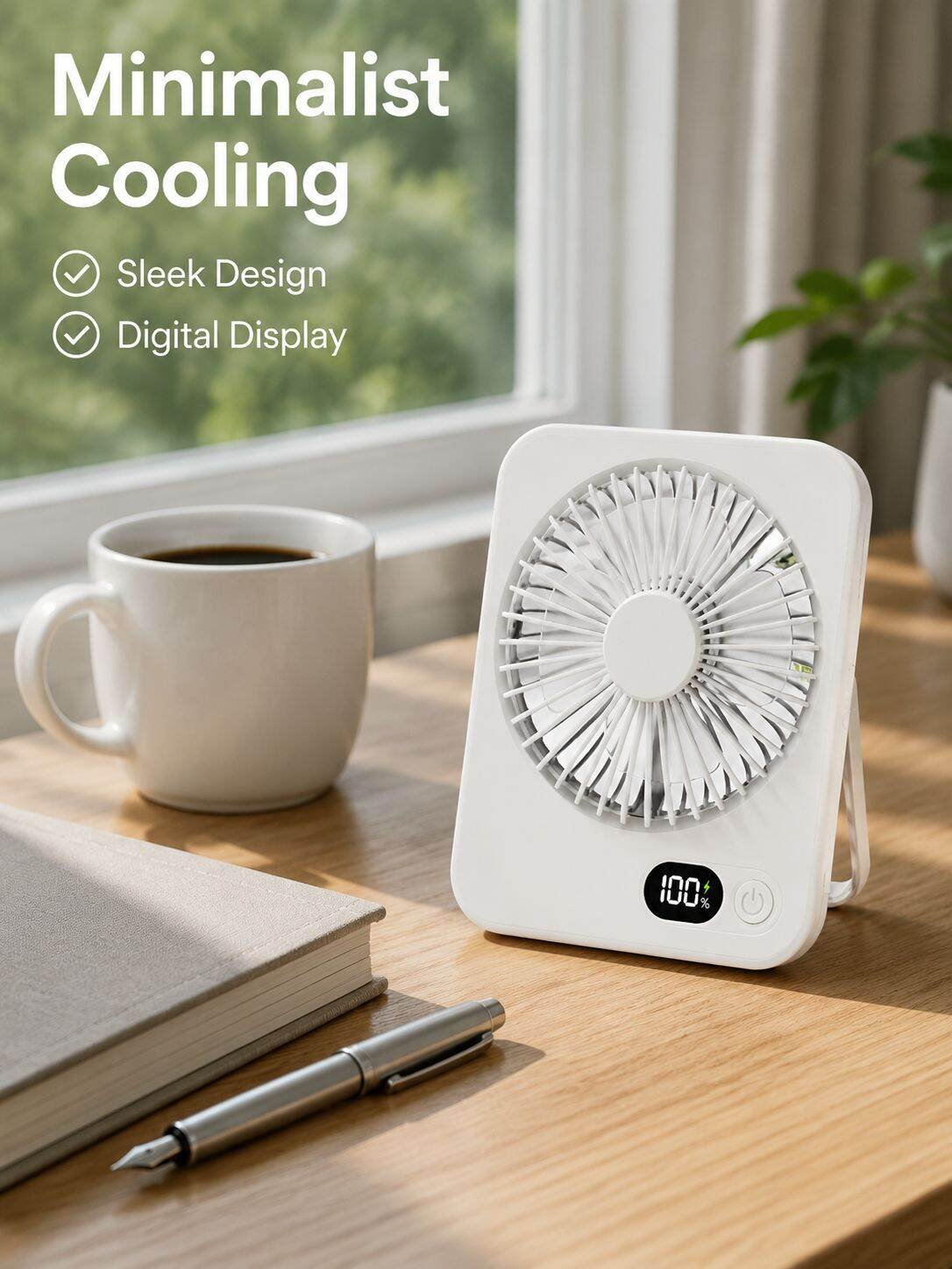 Portable Silent Desktop Digital Card Fan for Dormitory/Outdoor Camping