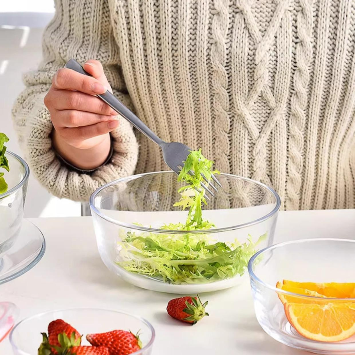 Bol para fideos instantáneos de vidrio transparente