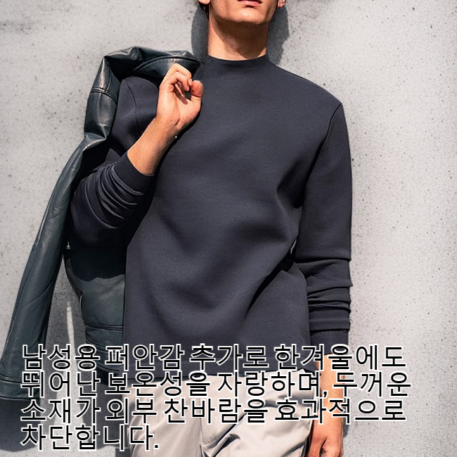 남성용 퍼안감 추가 두꺼운 반넥 스웨터