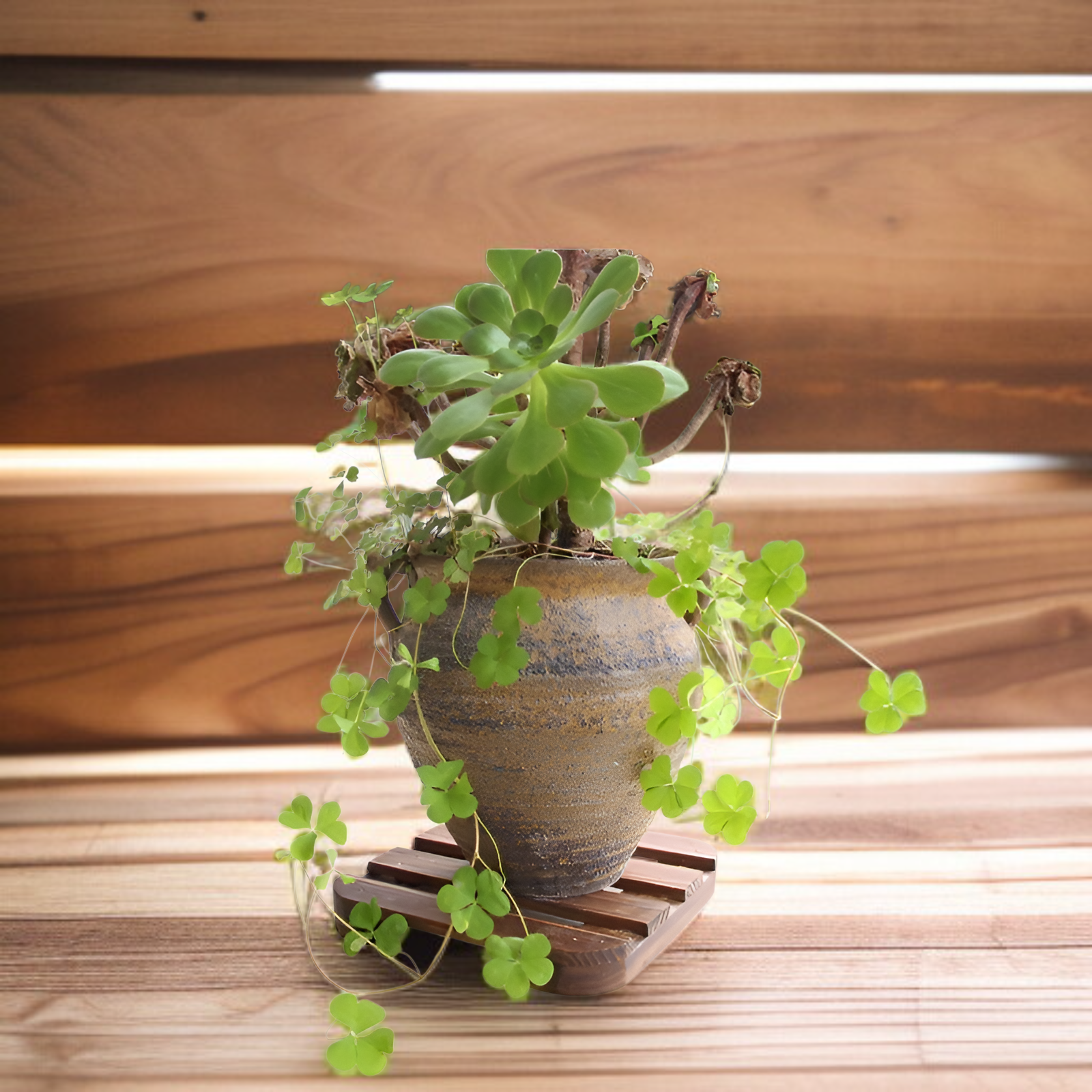 ถาดรองกระถางดอกไม้ไม้เนื้อแข็งใช้งานได้นาน