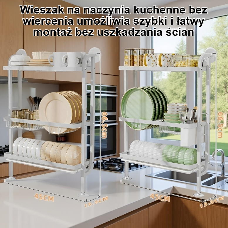 Wieszak na naczynia kuchenne bez wiercenia