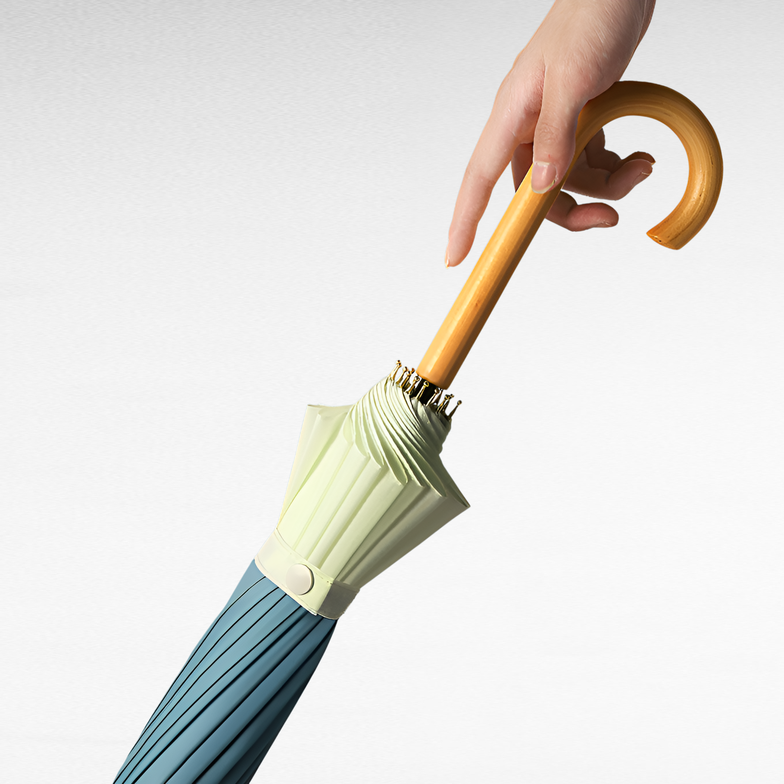 和風小柄プリントロゴ 長いハンドルのストレート傘 晴雨兼用