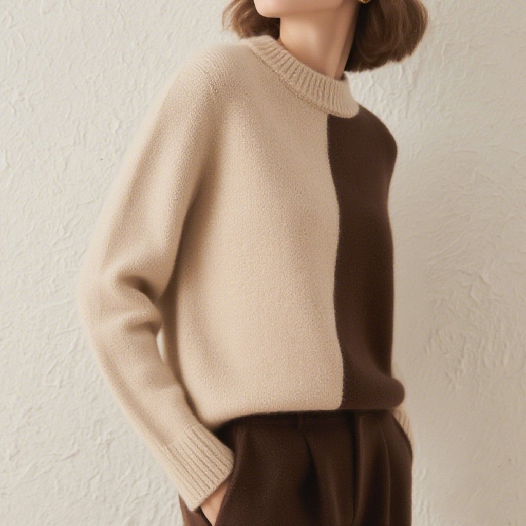 미카 컬러블록 여성 스웨터 전체 이미지