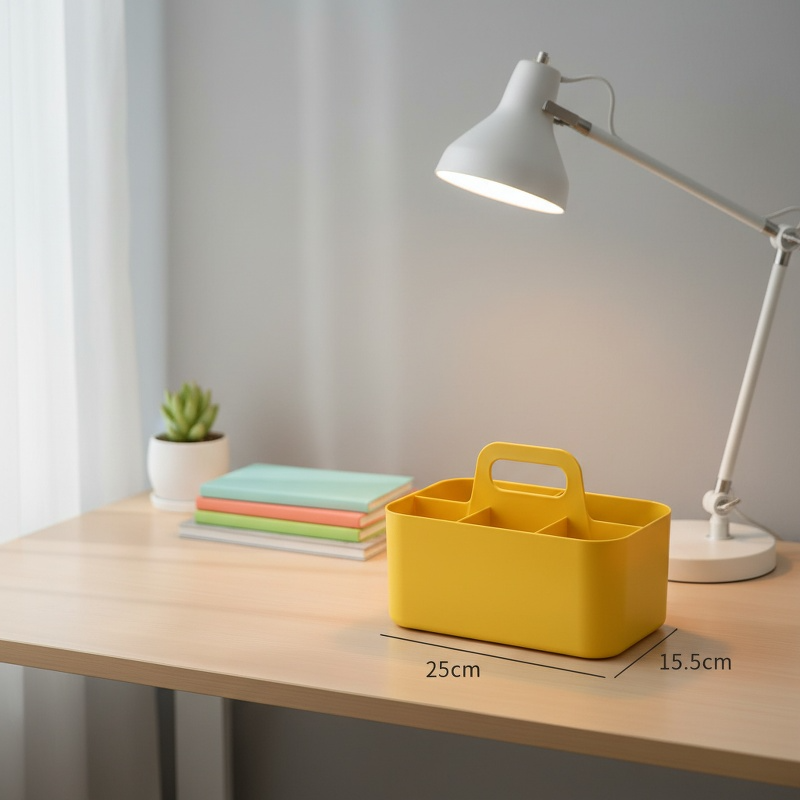 Boîte de rangement empilable avec poignée renforcée vue de face