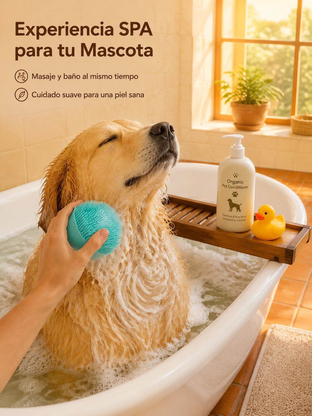 Cepillo de baño de silicona para mascotas, limpieza y masaje