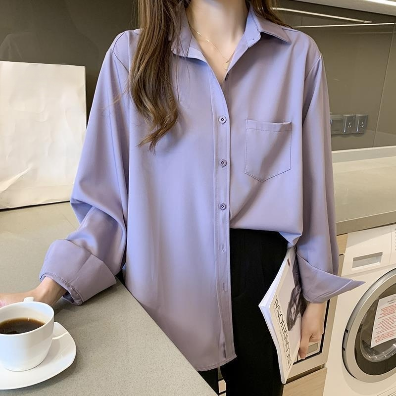 シャツ レディース タロパープル シフォン 長袖 ヴィンテージ トップス ブラウス レディース タロパープル 長袖 シャツ