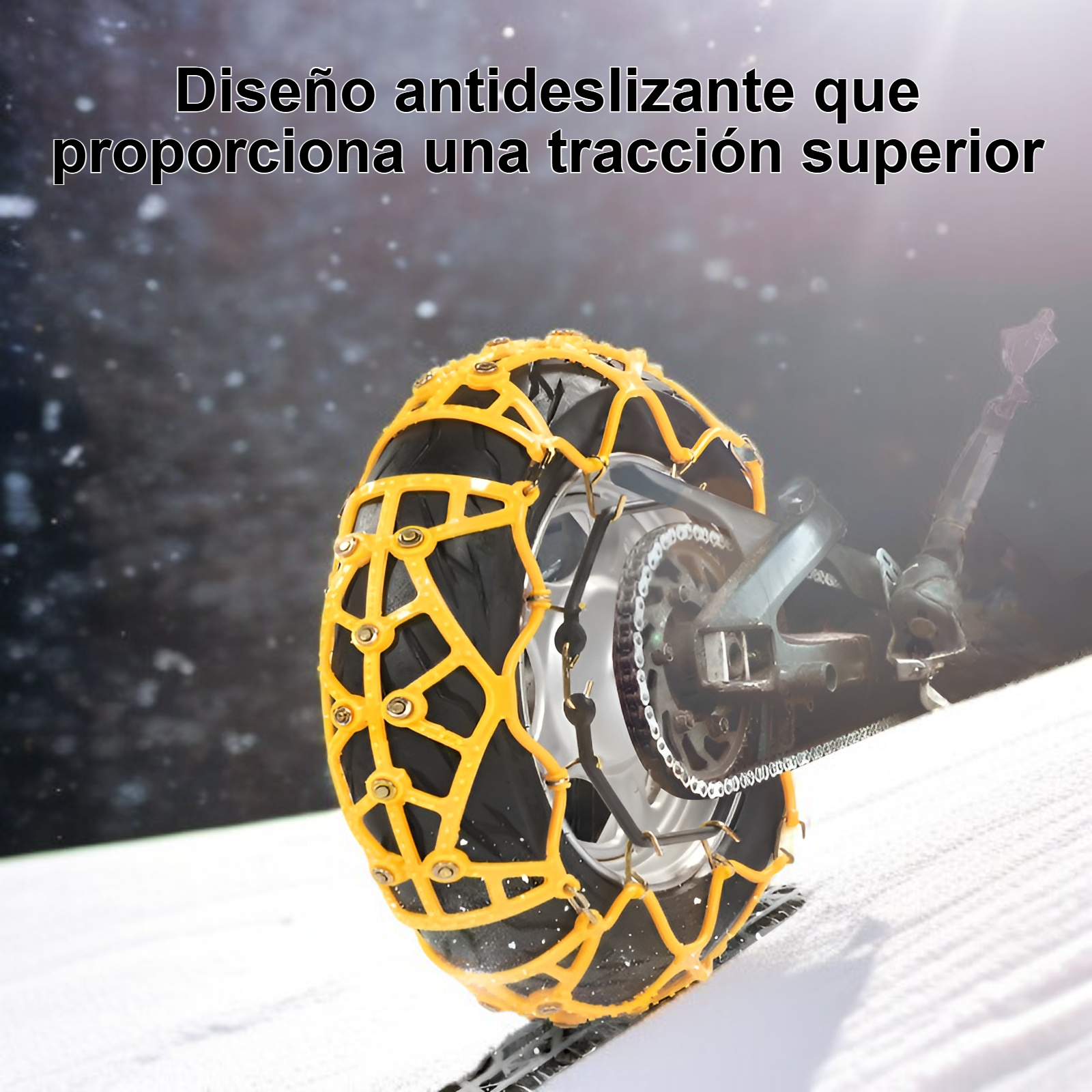 Cadenas de nieve de caucho engrosado instaladas en neumático de coche