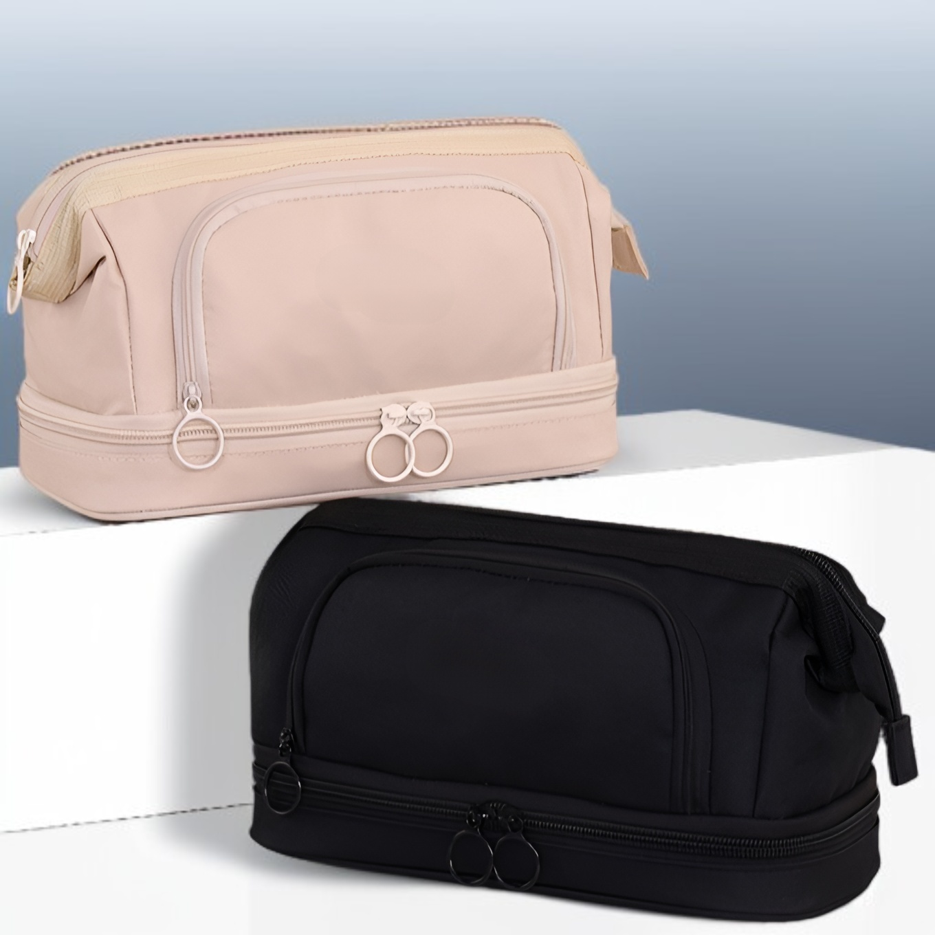Double layer pencil case with large capacity