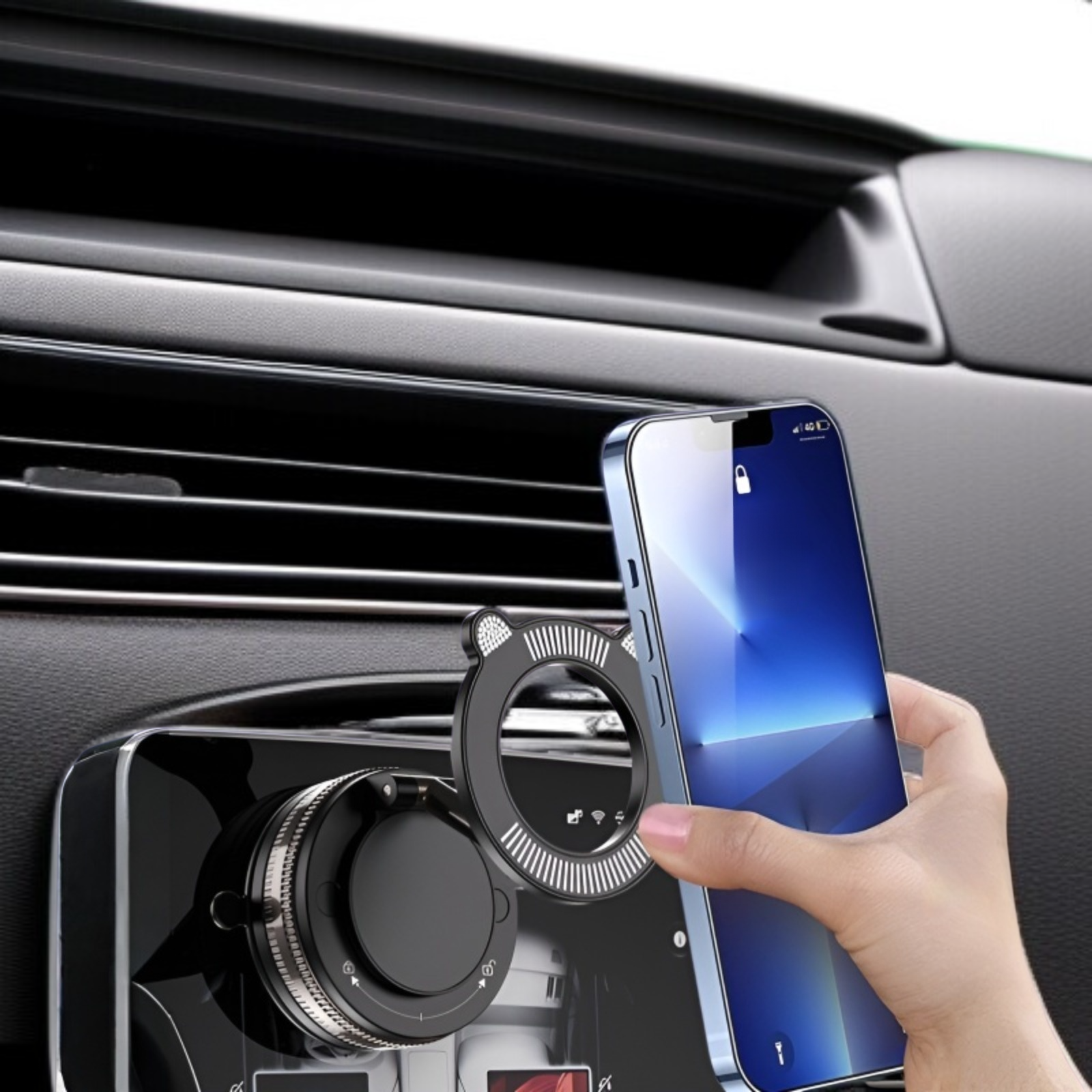 Cross-border new vacuum suction cup car magnetic bracket car navigation dedicated car supplies black