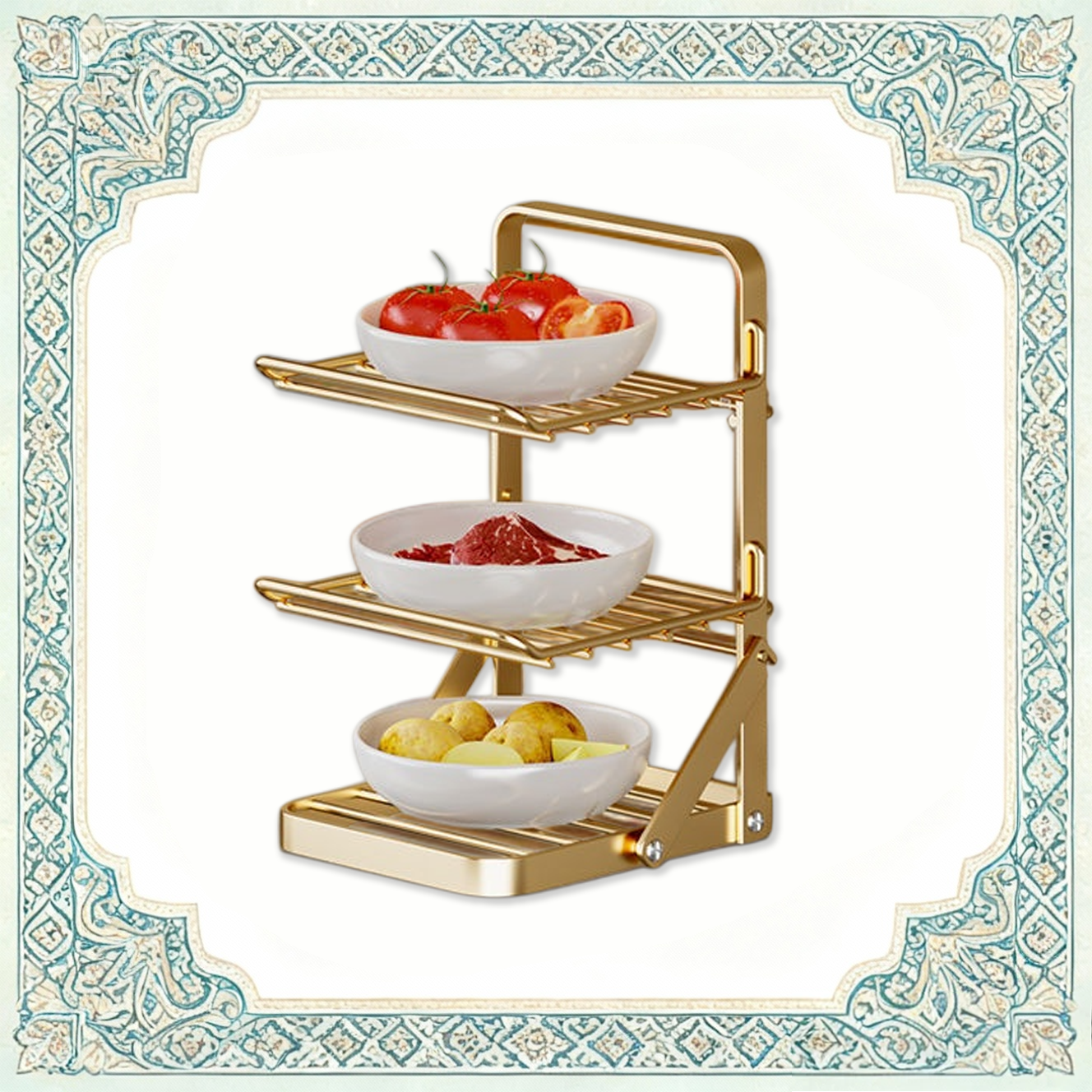 رف تخزين وتحضير الطعام قابل للطي ومعلق على الحائط للاستخدام المنزلي