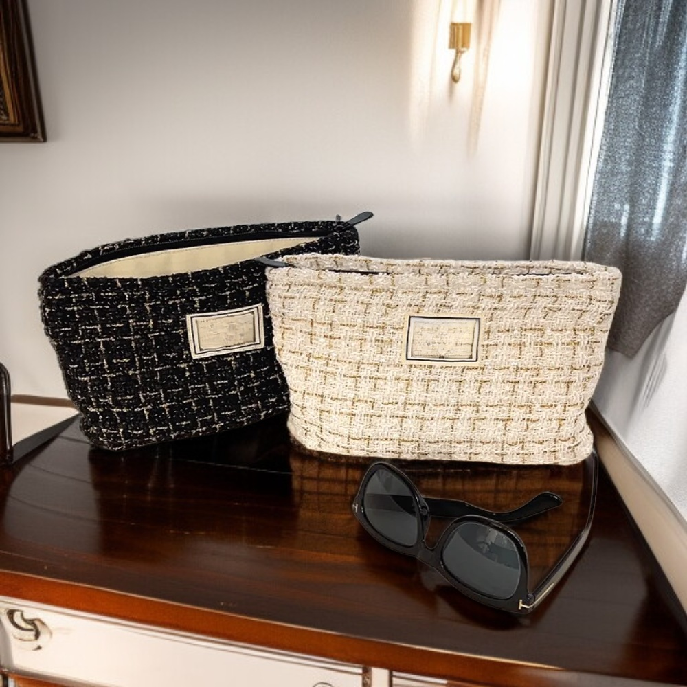 حقيبة تخزين مستحضرات التجميل المحمولة للنساء، سعة كبيرة، قماش متين، مع سحاب