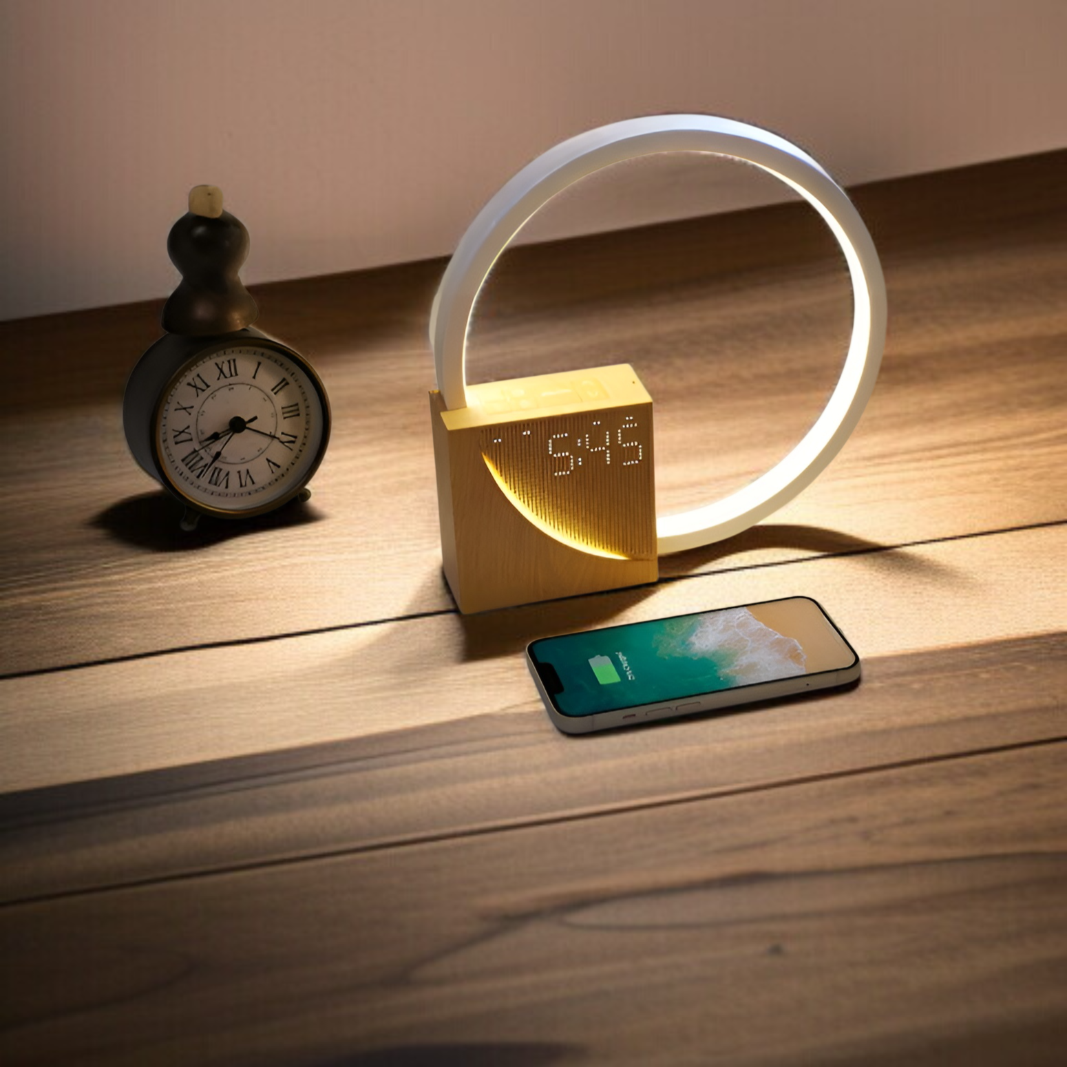 ナイトライト 間接照明 ベッドサイド目覚まし時計テーブルランプ 無段階調光スタイリッシュ 授乳ライト 明るさ3段階 タッチセンサー 屋内ランプ LEDナイトライト 自立型 睡眠補助ホワイトノイズマシン