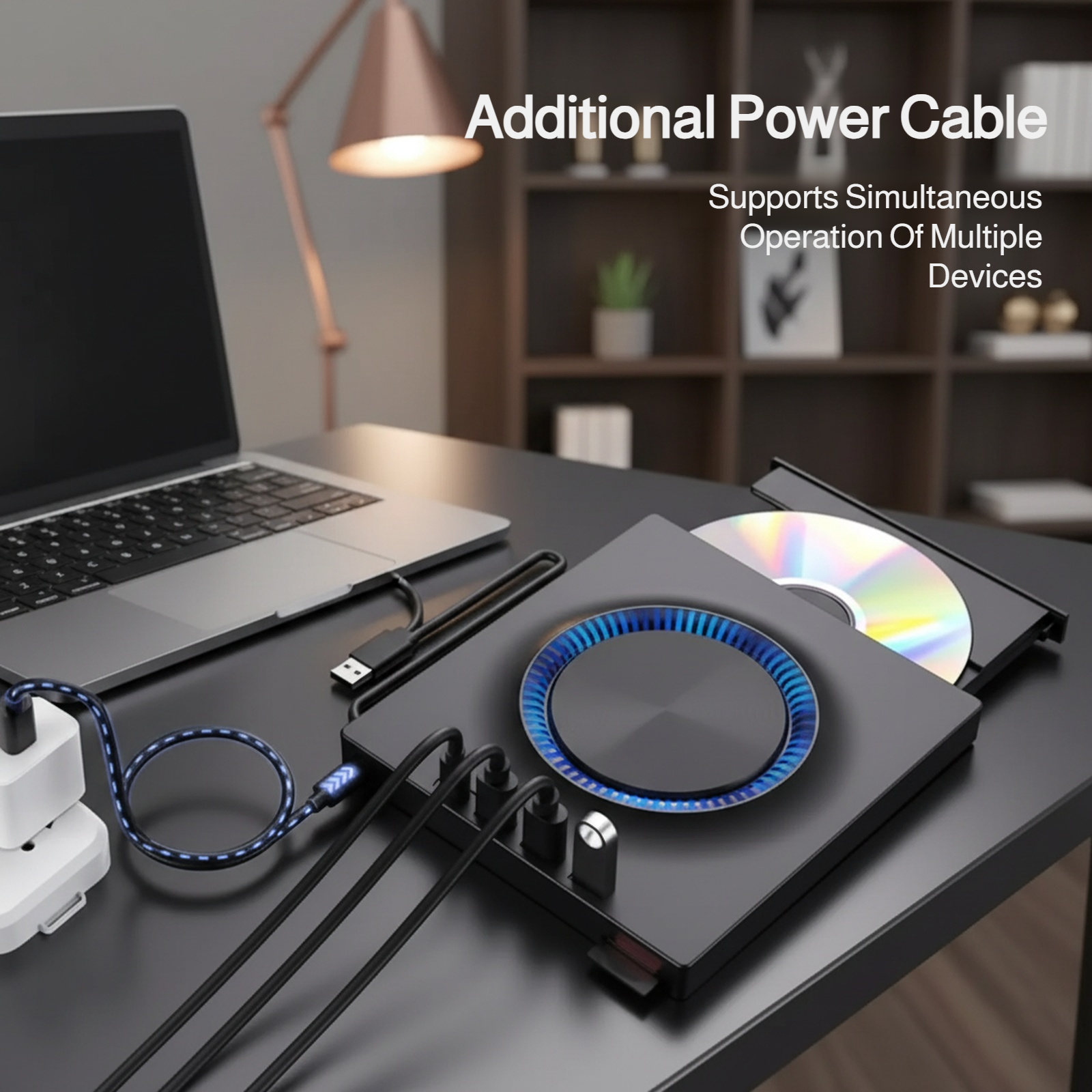 USB External Optical Drive Portable DVD Burner, Compatible with Desktop and Laptop
