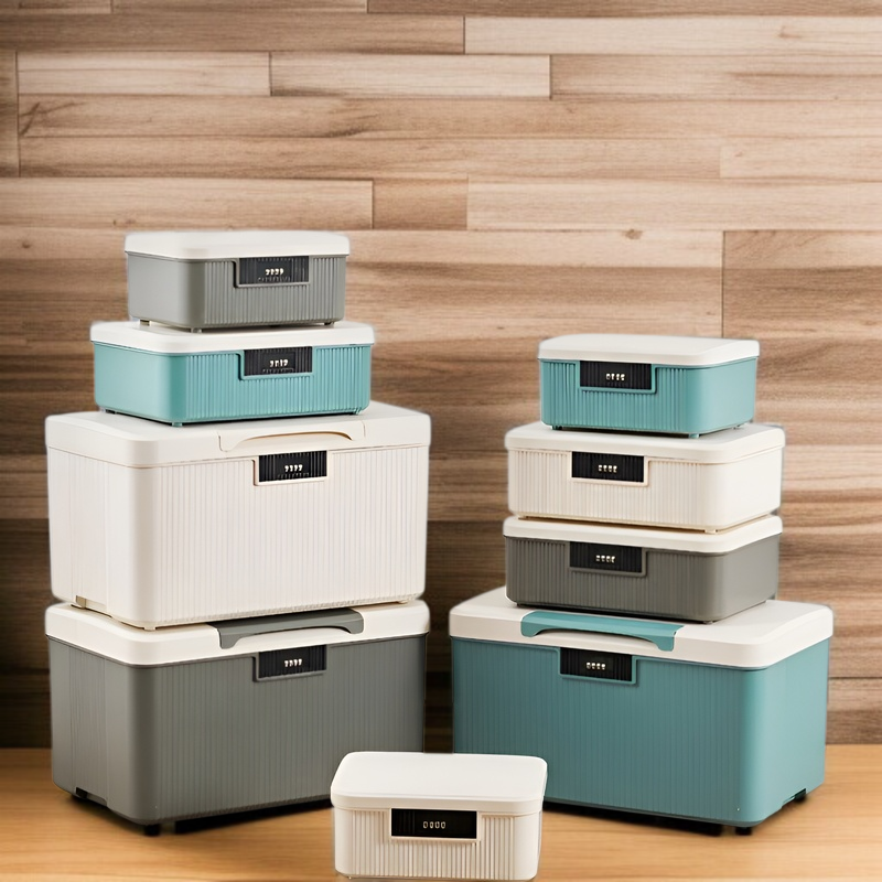 金庫 家庭用 小型 ダイヤル式 コンビネーションロック 収納ボックス 大容量2段式 9L 16L 38L ミニ金庫 プラスチック製 貯金箱 キャッシュ・重要書類・銀行カード 貴重品入れ