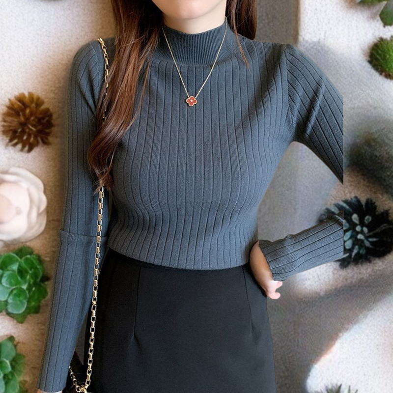 レディースセーター女性ハーフハイネックニットセーターアウター長袖トップススーツボトムシャツスリムインナーニットセーター女性ハーフハイネックアウタースリムニットセータートップススーツボトムシャツ