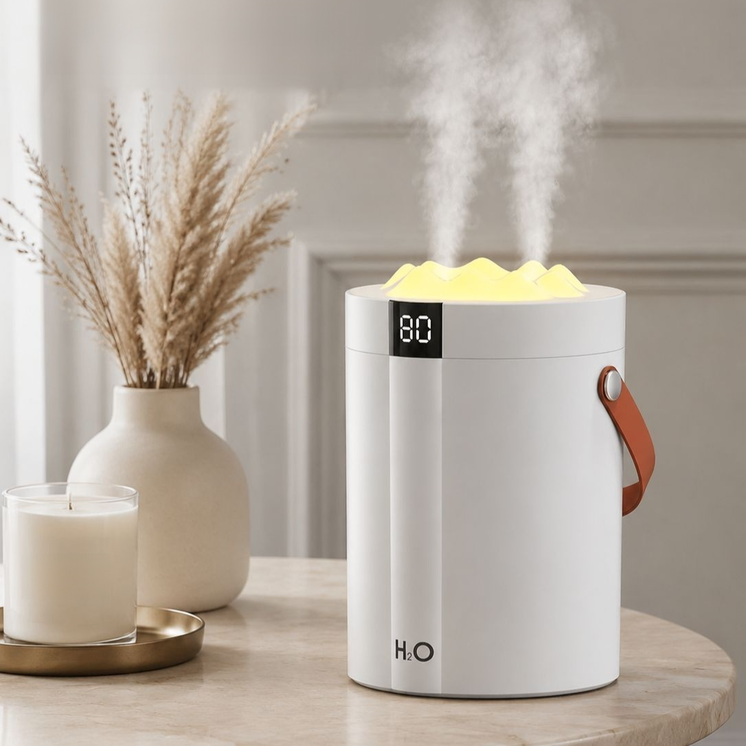 Humidificateur à double buse avec affichage numérique et grande capacité
