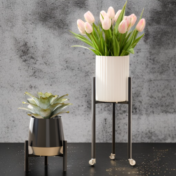 北欧風デザインの360°移動可能な室内花台