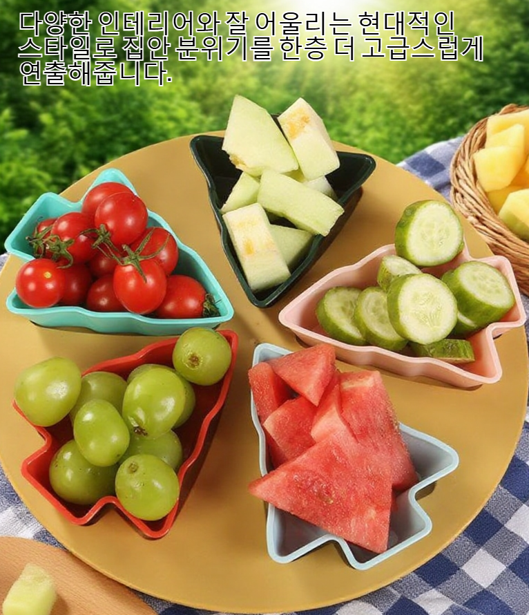 파티 테이블 위 높은 용모치 과일 쟁반